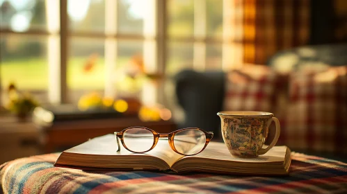 Relaxing Afternoon with Book and Tea