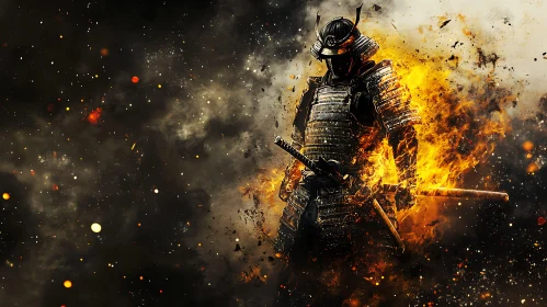 Armored Samurai in Flames