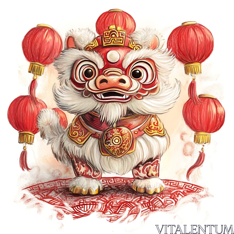 AI ART Festive Lion Dance Art