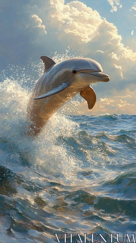 Majestic Oceanic Dolphin AI Image