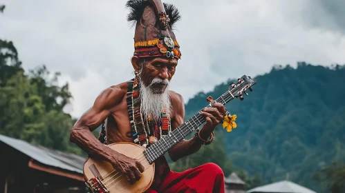 Indigenous Musician with Stringed Instrument