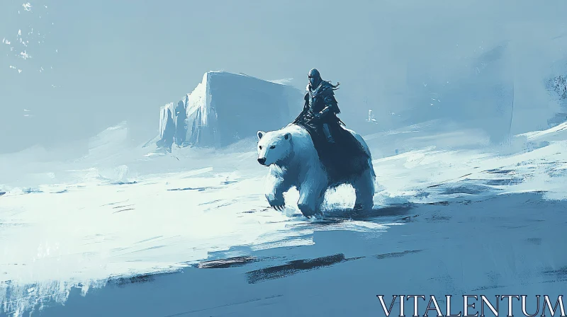 AI ART Icy Ride: Polar Bear and Warrior