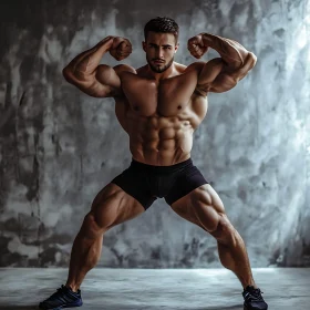 Athletic Man Flexing Biceps