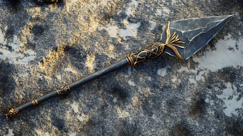 Ancient Spear with Golden Details