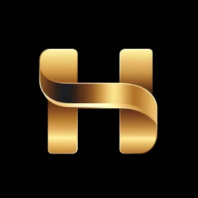 Golden Ribbon 'H' Design