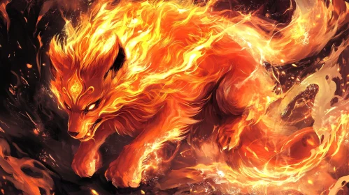 Mystical Flaming Beast Illustration