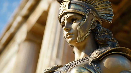 Bronze Athena Statue with Helmet