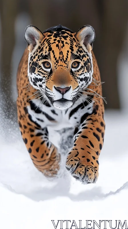 Jaguar in Snow AI Image