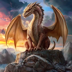 Fantasy Dragon on Rocky Outcrop