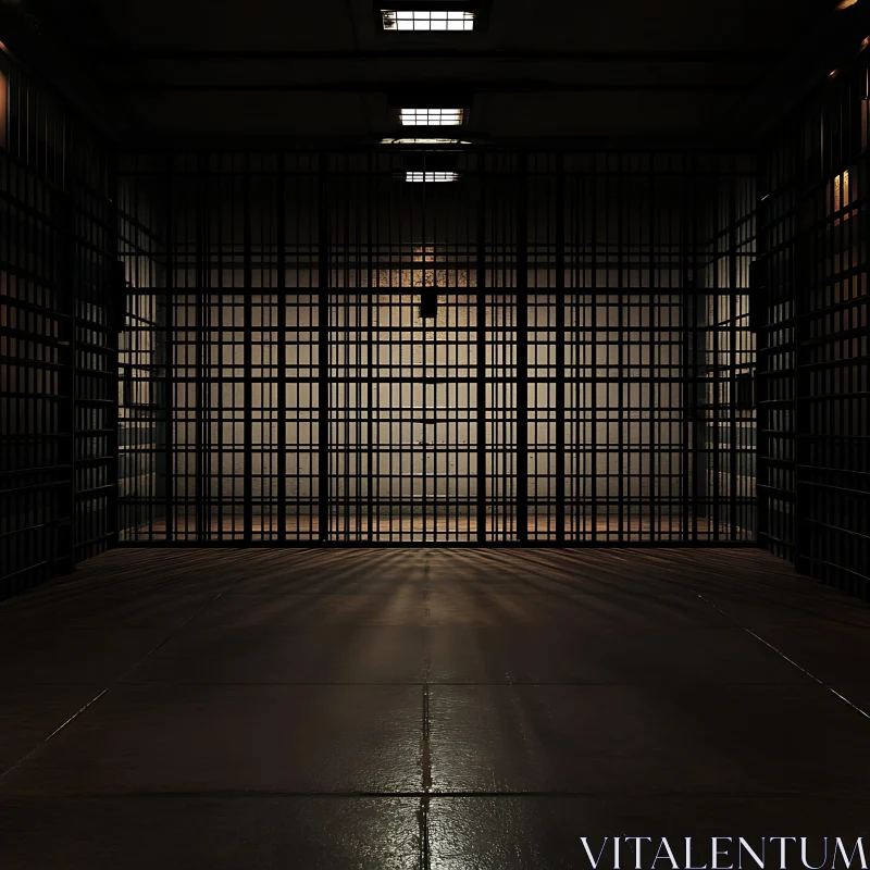 Inside Dark Prison Cell AI Image