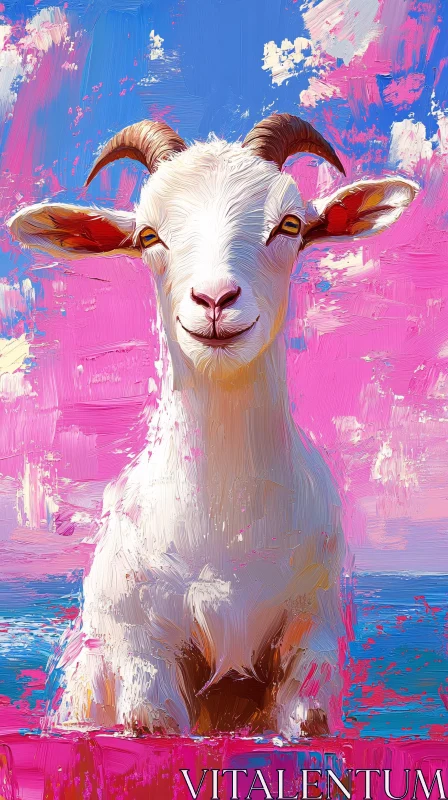 Whimsical Goat Art AI Image