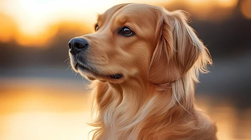 Sunset Portrait of a Golden Retriever