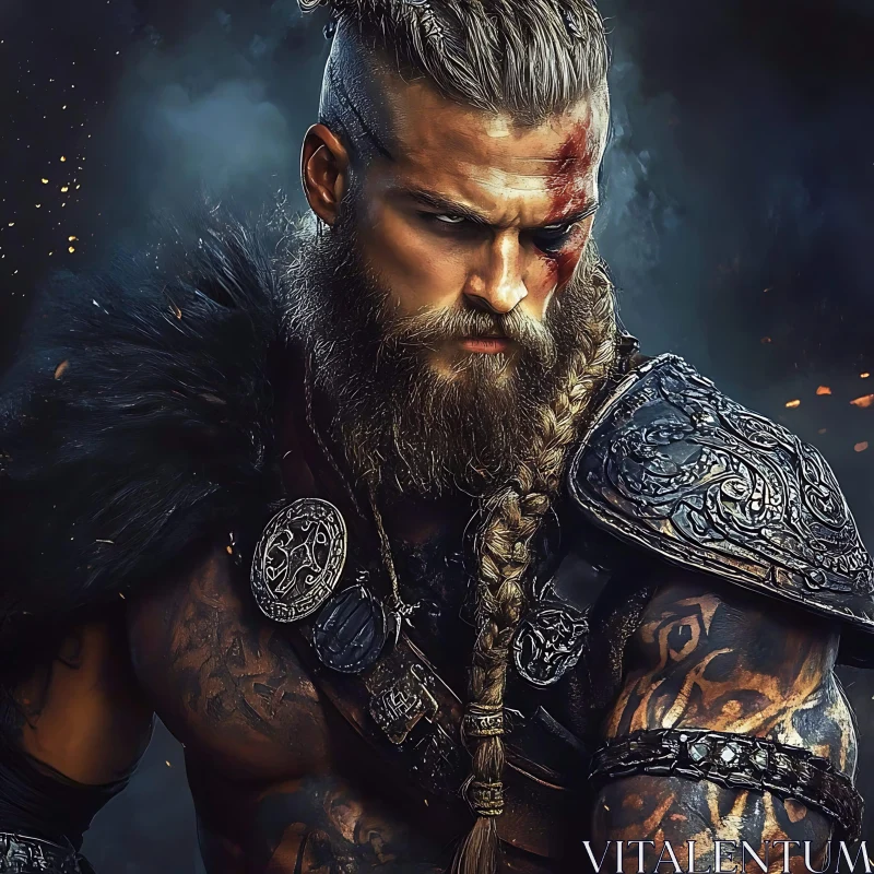 Bearded Viking Warrior in Armor AI Image