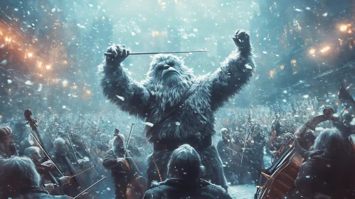 Orchestral Yeti in Winter Snowfall