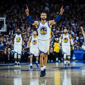 Basketball Player's Exultant Celebration on Court