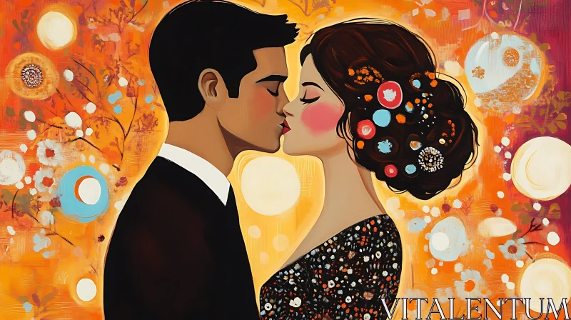 AI ART Stylized Portrait of Kissing Couple