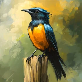 Colorful Bird on Rustic Post