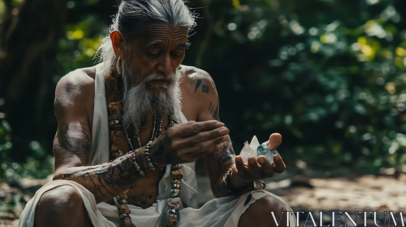 Man Holding Crystals AI Image