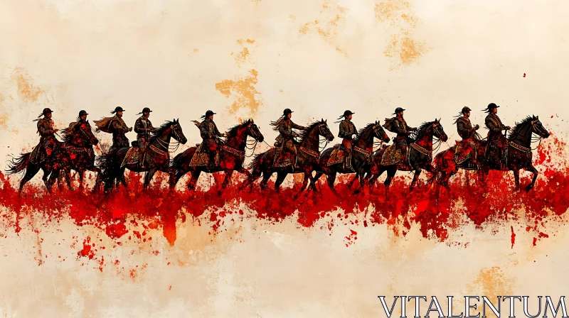 Crimson Riders: A Cavalry Charge AI Image