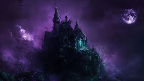 Gothic Castle in Purple Mist