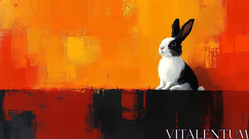 AI ART Rabbit Against Bold Art Scene