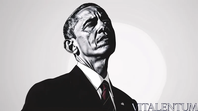 AI ART Resolute Portrait of Barack Obama in Monochrome