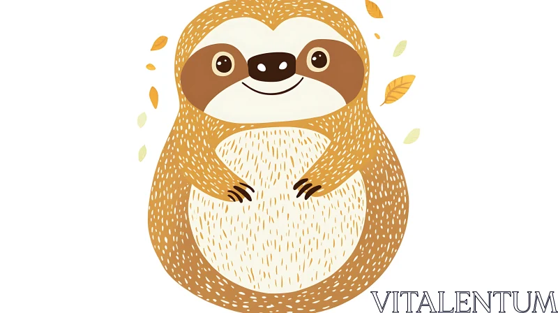 Cheerful Cartoon Sloth Artwork AI Image