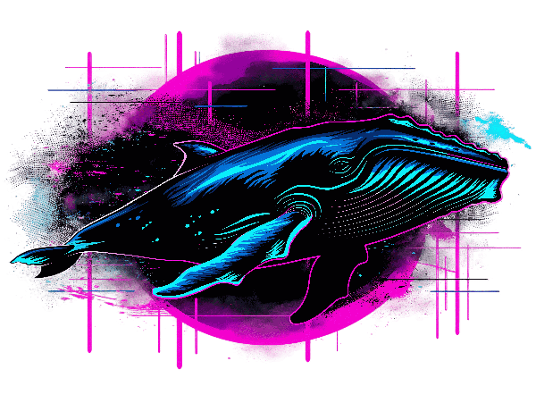 Electric Blue Whale T-Shirt Art POD Design