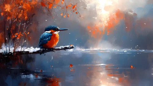 Autumn Kingfisher Reflection