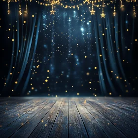 Enchanted Stage with Sparkling Golden Lights