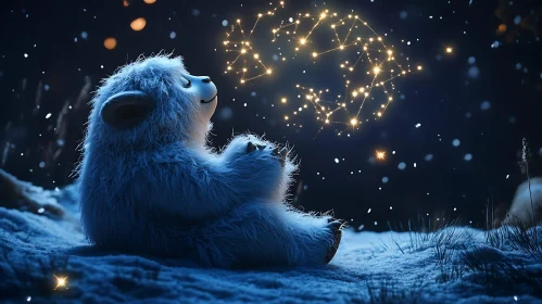 Winter Yeti under Starry Skies