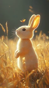 Tranquil Rabbit and Butterfly Scene