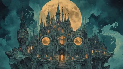 Moonlit Castle Fantasy Art
