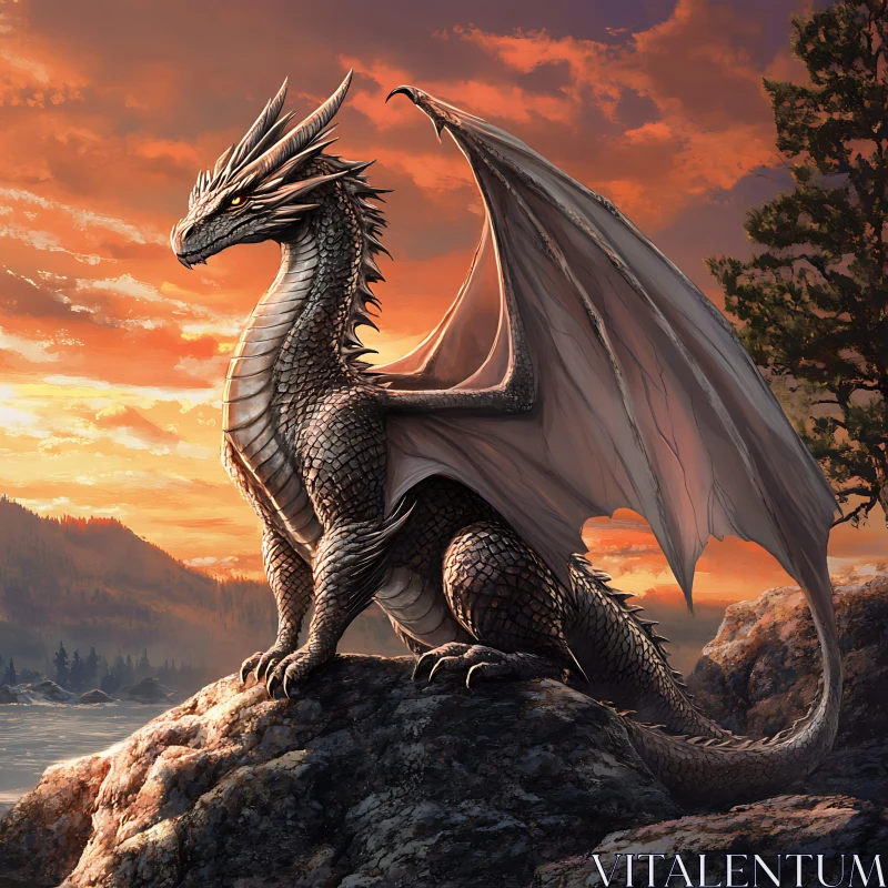 AI ART Sunset Dragon Guardian