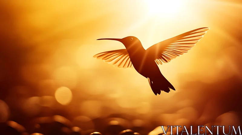 Bird Silhouette at Sunset AI Image