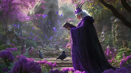 Elf Reading in a Magical Forest