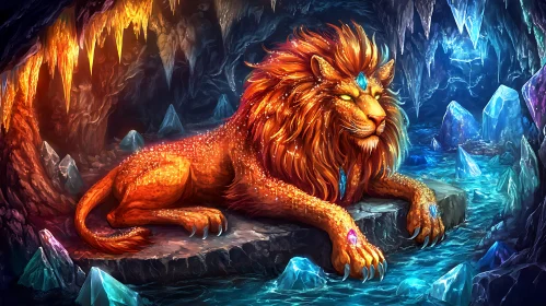 Fiery Lion in Ice Cave