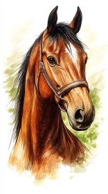 Illustrated Horse Head Art