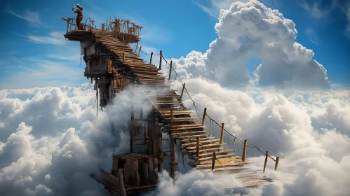 Wooden Stairway Above the Clouds
