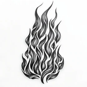 Stippled Black and White Flame Art