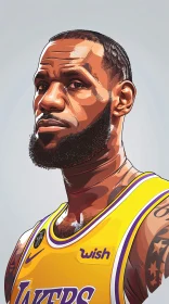 LeBron James Artwork in Lakers Uniform