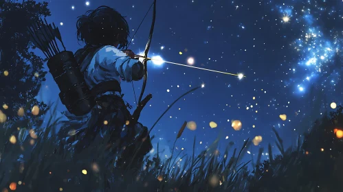 Night Archer Aiming at Stars