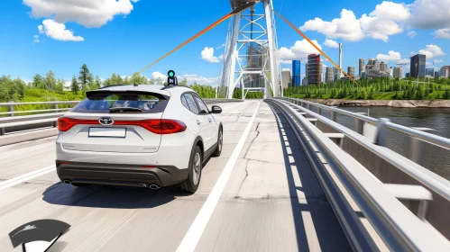 A Captivating Journey: Car on Bridge in Virtual Reality