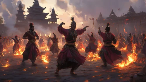 Cultural Fire Dance Illustration