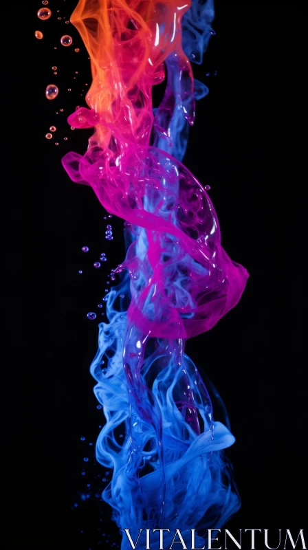 Abstract Ink Art: Dark Pink and Dark Azure Fusion AI Image