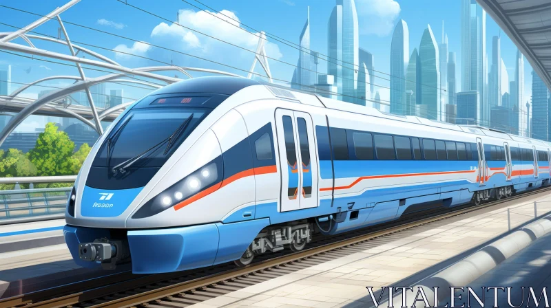 Anime Art Style Train Journey Through the City AI Image
