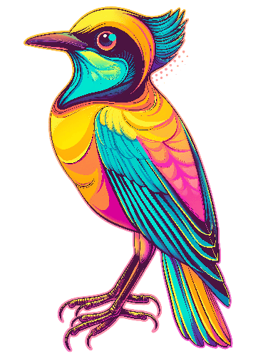 Brightly Colored Cartoon Bird Vector Illustration POD Design