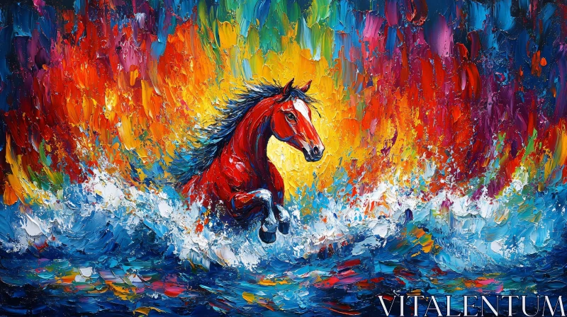 AI ART Vivid Painting of a Galloping Horse