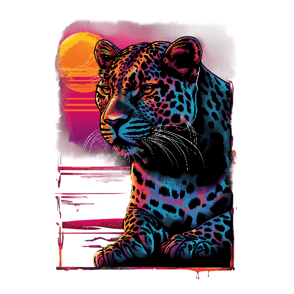 Leopard Sunset T-Shirt POD Design