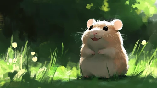 Sunlit Hamster in Nature